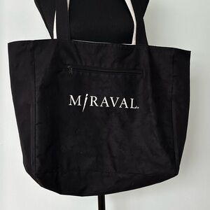 Miraval Black Canvas Tote Bag with White Logo